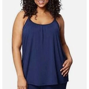 32 DEGREES Womens Relaxed Built-in Cups Shelf‎ Bra Tank Cami Inky Indigo XXL NEW